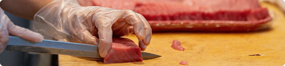 Tuna on cutting board